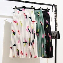 Мода Весна новое поступление корейский стиль хит цвет соответствующие плиссированные юбки высокая талия уличный стиль до середины икры юбки