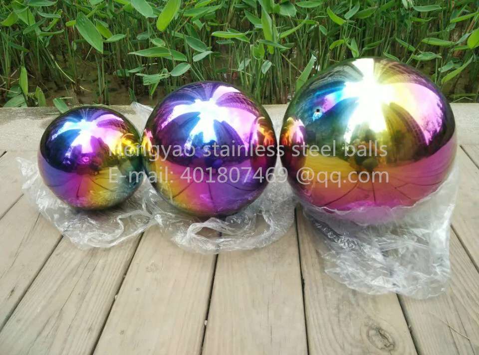 Многоцветный шар диаметром 400 мм 40 см из нержавеющей стали, полый шар, бесшовный мелкий шар, украшение для дома, двора, бассейна, украшения