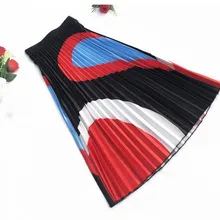 Новые модные женские юбки миди с эластичной резинкой на талии, весенние летние цветные длинные плиссированные юбки в полоску с принтом