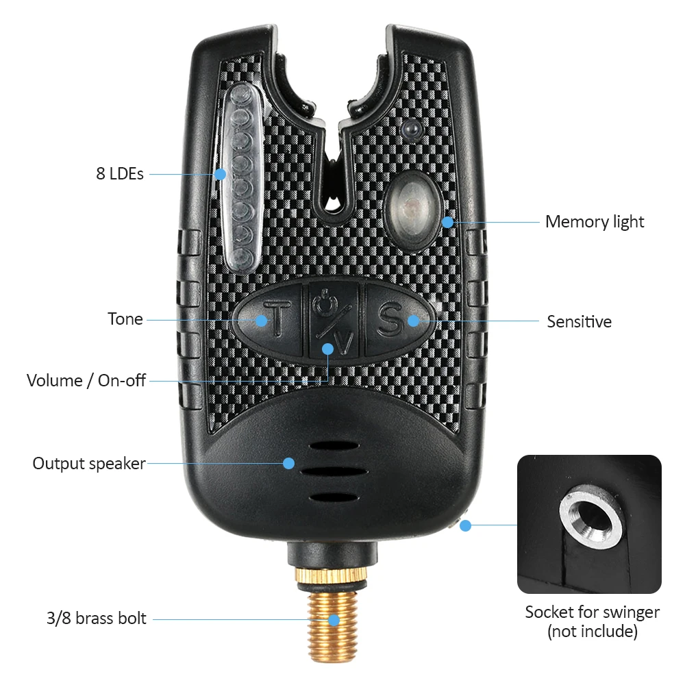 Lixada для доставки прикорма и оснастки сигнализация в комплекте 8 светодиодный рыболовная приманка для ловли набор для доставки прикорма и оснастки цифровой индикатор Рыбалка оповещения комплект с Портативный чехол