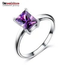 

LZESHINE Hot Sale Purple CZ Rings For Women Elegant Wedding Bands Fashion Women Rings Silver Jewelry Gift