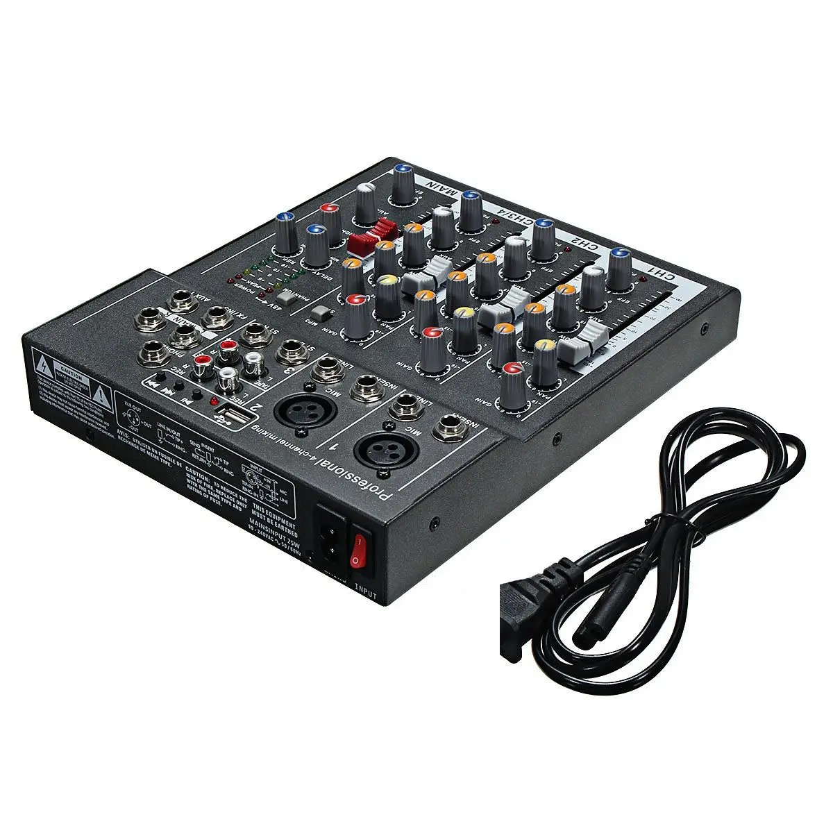 Мини Портативный аудио микшер с USB DJ звук микшерный пульт MP3 Jack 4 канала караоке 48 в усилитель для караоке KTV матч Вечерние