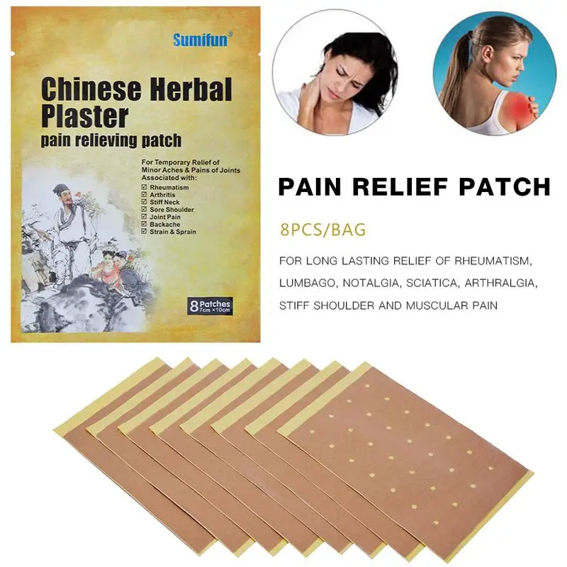 

8Pcs/Bag Pain Patch Body Neck Meridians Stress Relief Arthritis Plaster Strong Penetration Pain Plaster Arthritic Back Pain Kill