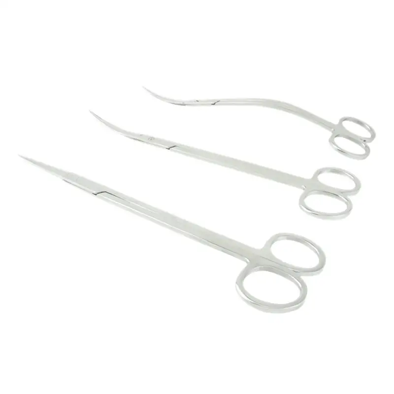 

3pcs Stainless Steel Straight Mouth Curved Scissors Mirror Polished Long Handle Scissors for Aquarium Tank Aquatic Plant
