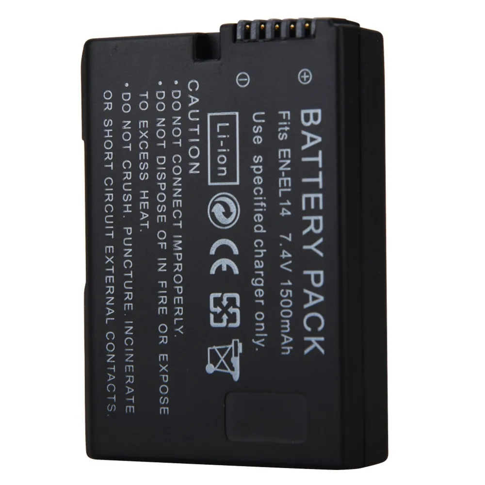 

7.4V 1500mAh EN-EL14 Batteries ENEL14 EN EL14 Camera Battery Pack For Nikon D5200 D3100 D3200 D5100 P7000 P7100 MH-24