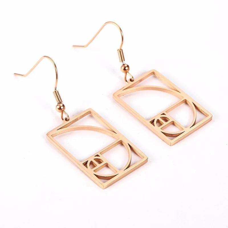 Висячие серьги из нержавеющей стали Sacred Geometry Science с коэффициентом Фибоначчи