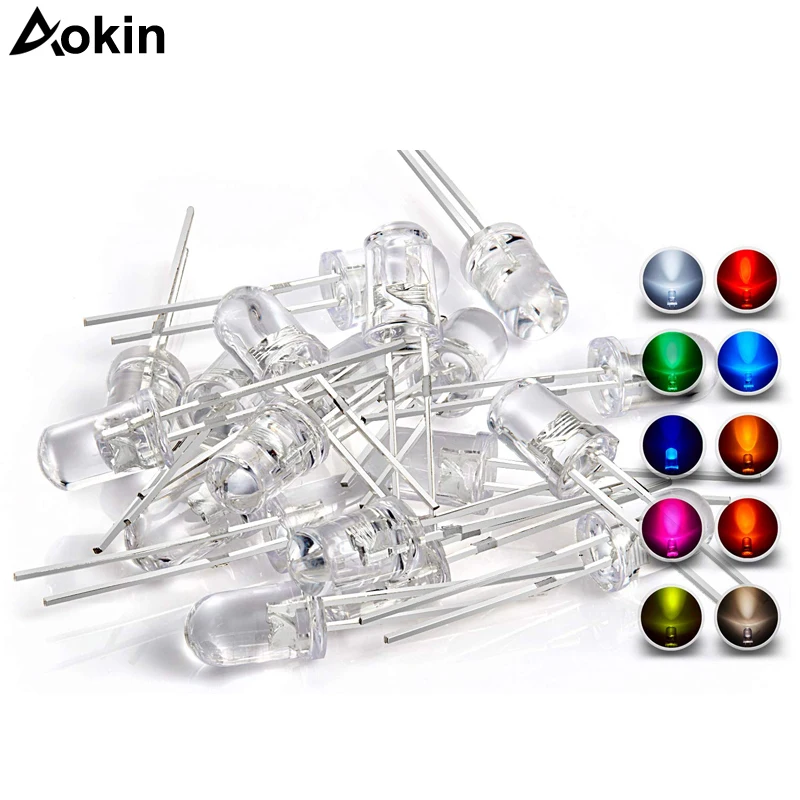 

3mm Light Diode DIY Kit White Yellow Red Blue Green Round Water Clear Top LED Light Emitting Diodes Lamp Bulbs