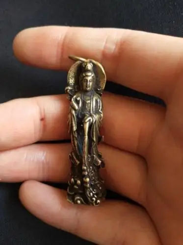Chinese pure brass Guanyin bodhisattva Buddha Small pendant | Дом и сад
