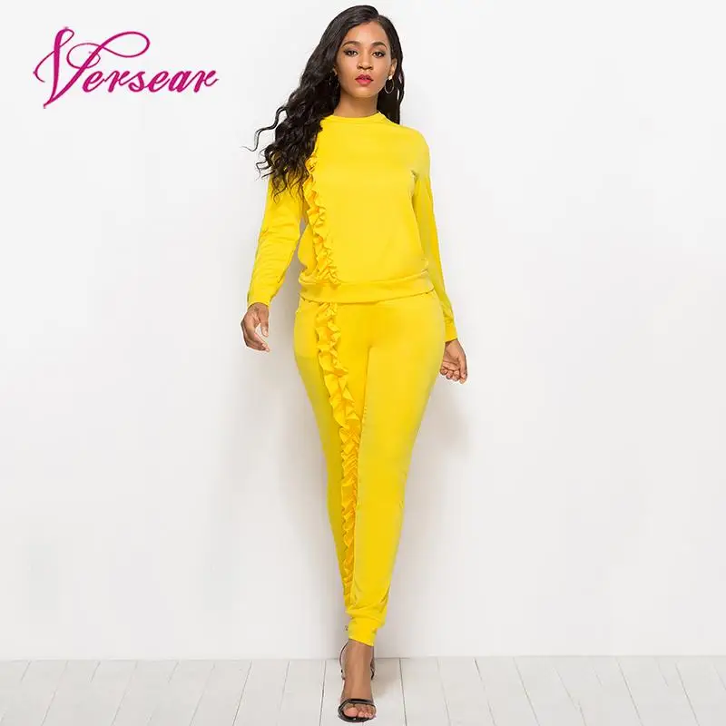 Fashion 2019 2 Piece Set Tracksuit for Women O-neck Long Sleeve Blouse and Pants Joggers Women's Suit Solid 2 piece outfits Set