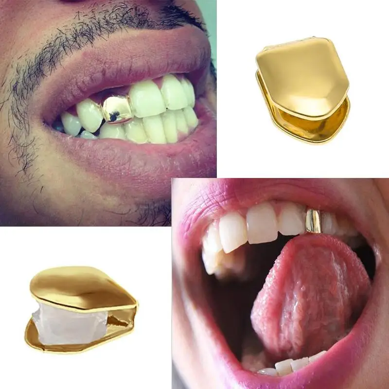 Хип хоп золотые зубцы Grillz верхние и нижние грили колпачки для рта панк зубов