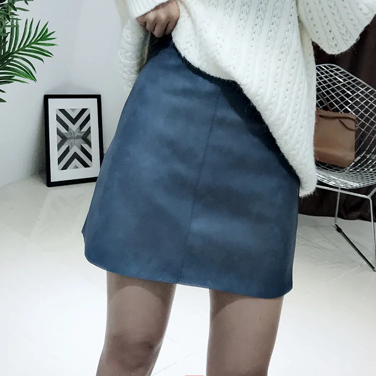 

2018 Autumn Fashion Skirt Black Package Hip High Waist Zipper Black Sexy Bodycon PU Leather Women Mini A-Line Skirts Jupe