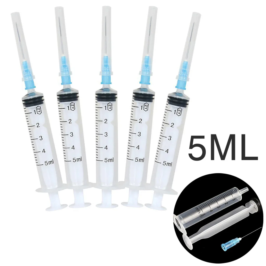 

5 Set Blunt Tip Syringe Glue Syringe 5ml Plastic Syringe With Blunt End Tip Needle And Storage Cap For Dispensing Adhesives