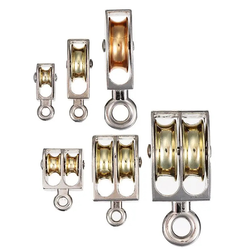 Fish 43mm pivotant double poulie r/éa Gr/éement m/étal Ascenseur Palan de levage Corde Hanging roue en alliage de zinc Poulie Groove