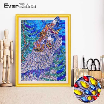 

EverShine Diamond Embroidery Animal Special Shape Diamond Painting Wolf Picture Of Rhinestone Diamond Mosaic Cross Stitch