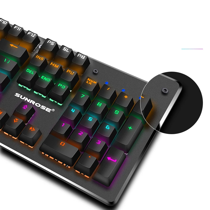  Sunrose T610 104 Keys English Wired Usb Backlit Mechanical Rgb Gaming Keyboards Waterproof For Tabl