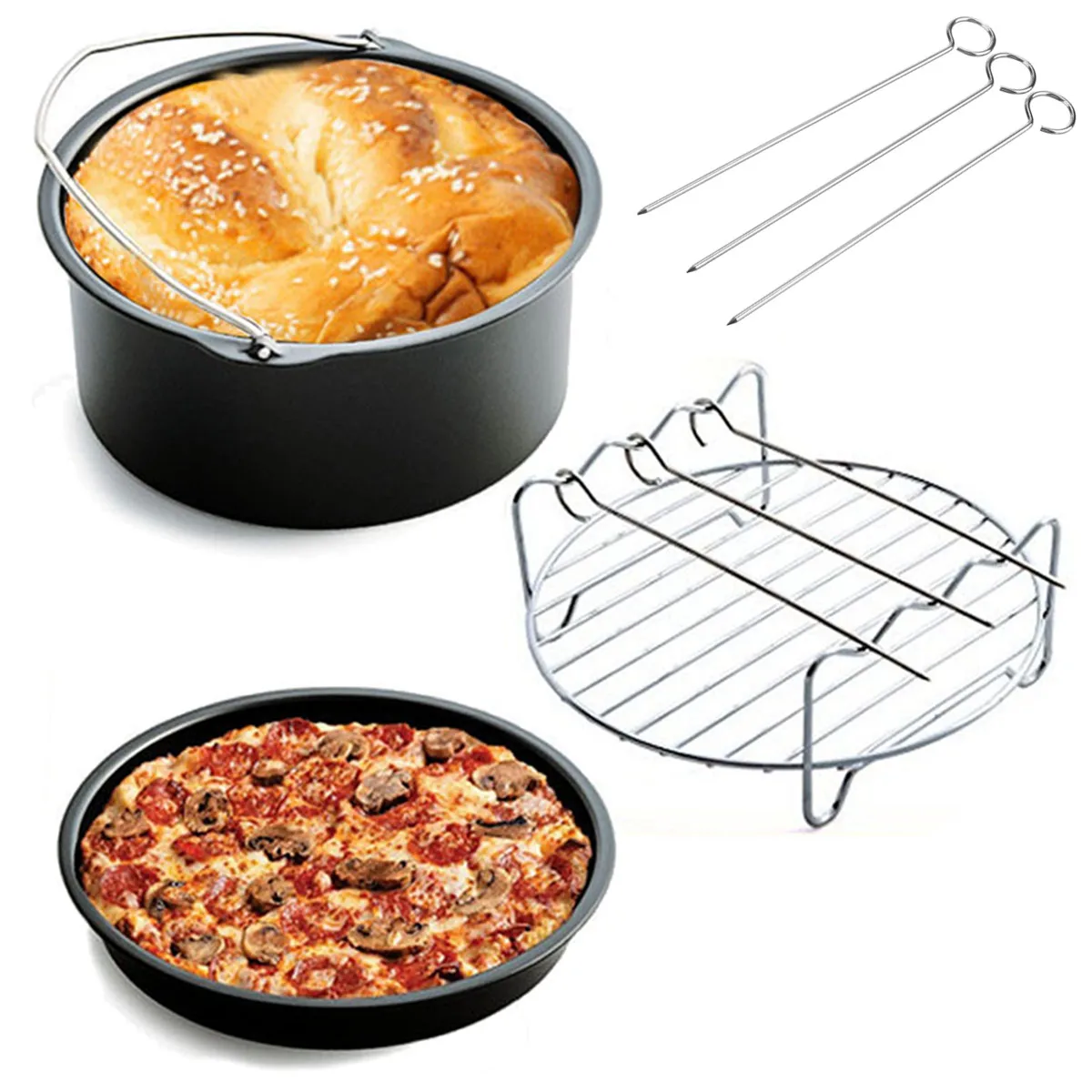 6pcs/set Air Fryer Accessories Set hips Baking Pizza Pan Kitchen Tool