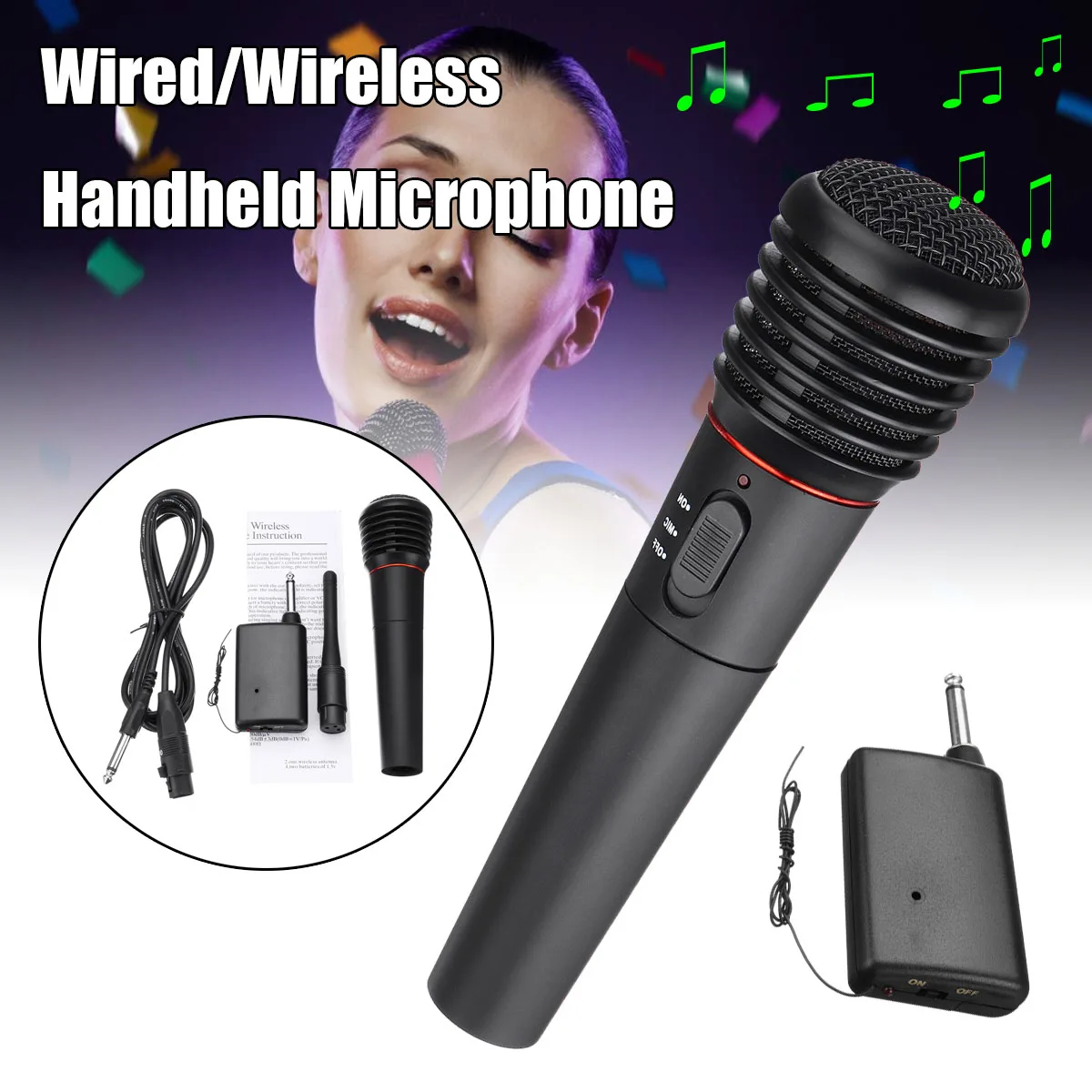 Buy 2in1 Wireless Handheld Microphone Mic Dynamic