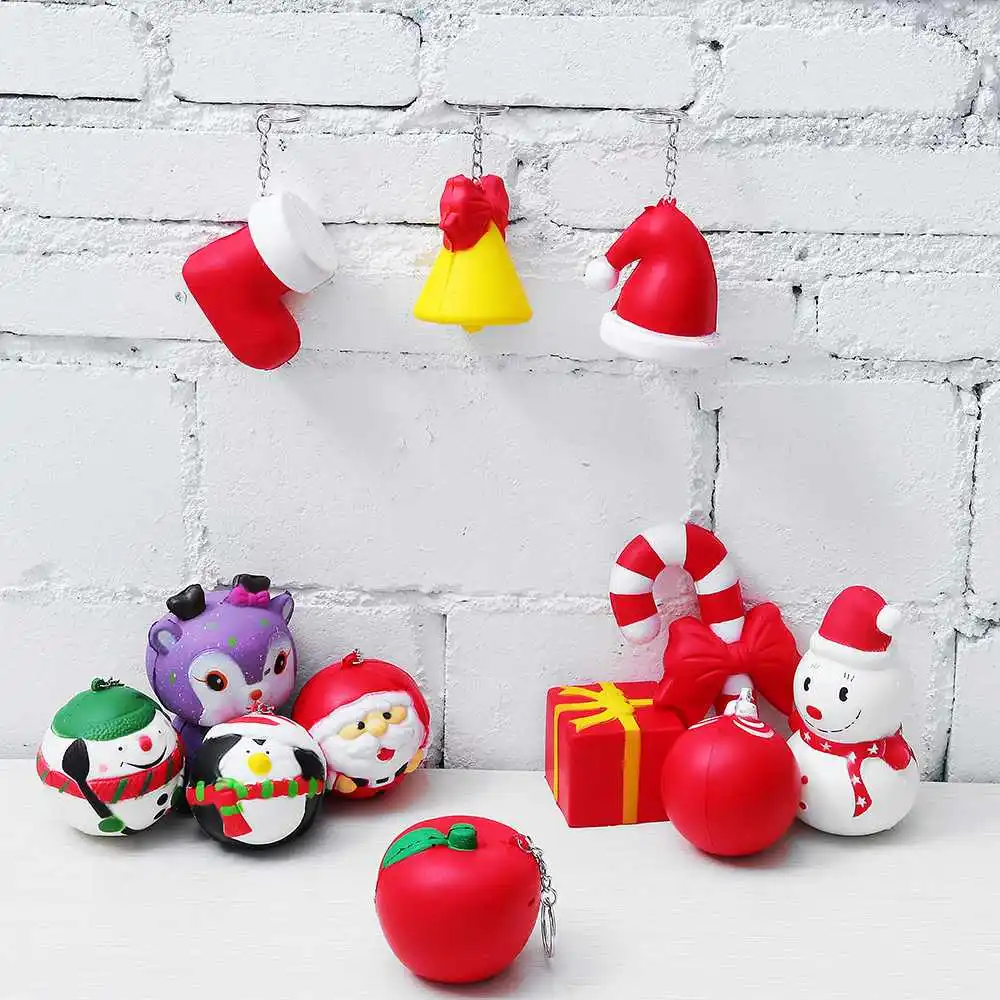 

12Pcs Slow Rising Christmas Gift Box Santa Clause Snowman Candy Bell Soft Christmas Squeeze Kids Toy With Scented Description