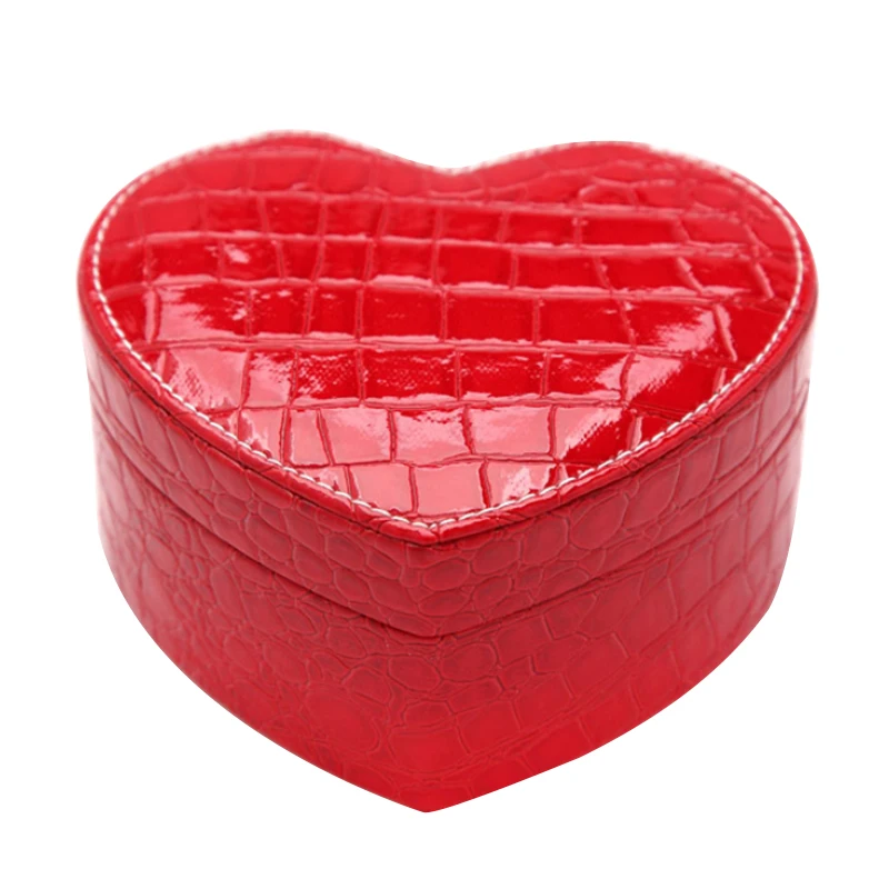 

Heart Shape Jewelry Display Box Pu Leather Portable Box Gift Jewelery Storage Organizer Detachable Display Box 1Pcs -Red