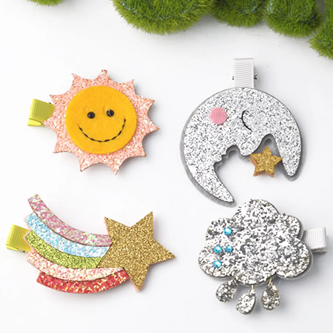 

Korean Fashion Cute Shining Powder Rainbow Child Hairpin Duckbill Clip Sweet Girl Princess Cartoon Hair Accessories
