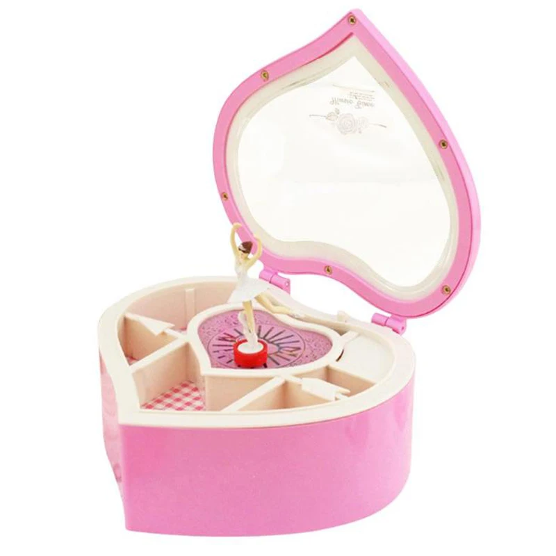 

Heart Shape Dancing Ballerina Music Box Plastic Jewellery Box Carousel Hand Crank Music Box Mechanism Gift For Valentine'S Day