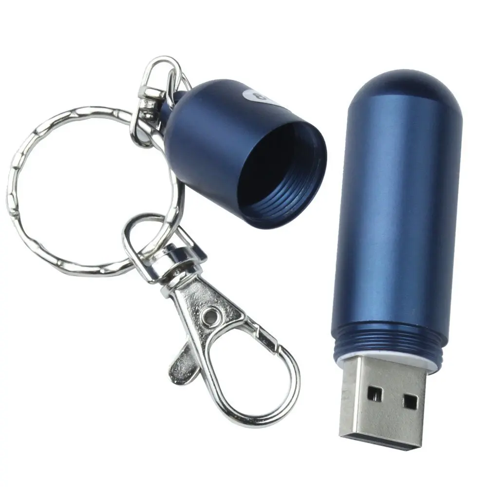 

USB flash disk capsule style in aluminum with key ring 8 GB Blue