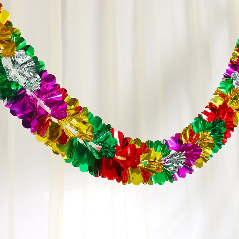 

2pcs Aluminum Foil Flower Garland Hanging Banner Bunting Happy Birthday Wedding Party Decoration