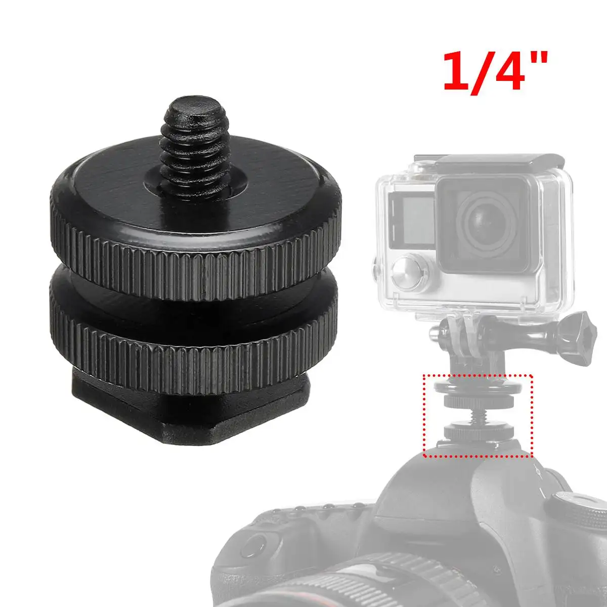 

1/4'' Dual Thumb Screw Flash Cold Hot Shoe Camera Adapter Mount Camera Bracket Stabilizer For GoPro For DSLR