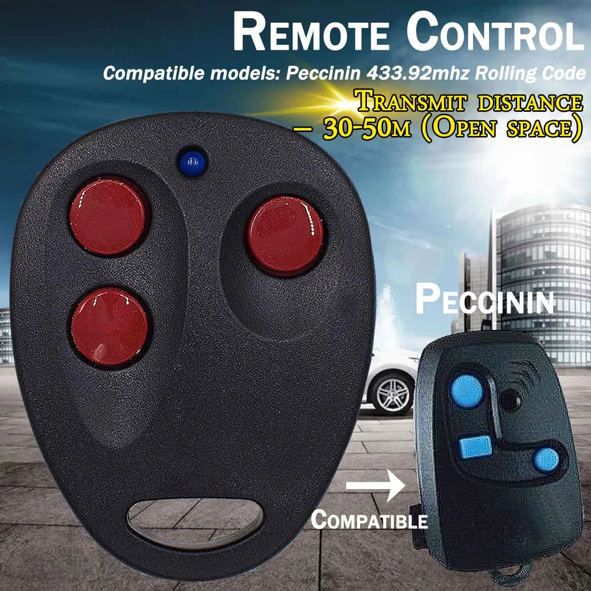

Electric Garage Door Replacement Remote Control Key Universal Safe Keys For Peccinin 433.92mhz Rolling Code Controller Emitters