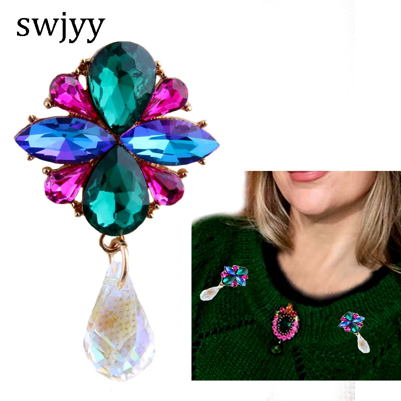 swjyy Brooches Pin Collar Brooch Dress Rhinestone Decoration Pineapple Buckle Jewelry For Women | Украшения и аксессуары