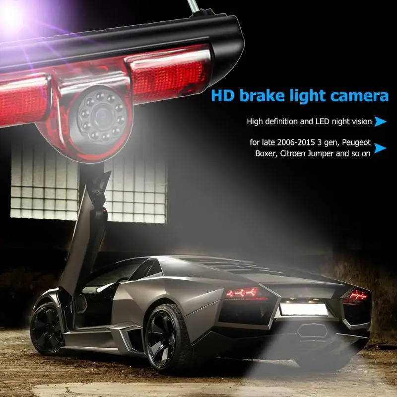  VODOOL 3rd Car Brake Light Rear View Camera IP68 Waterproof LED Night Vision Camera For Citroen Jum - 32960549943