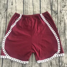 Бутик детской одежды, хлопковые однотонные розовые шорты с помпонами для маленьких девочек