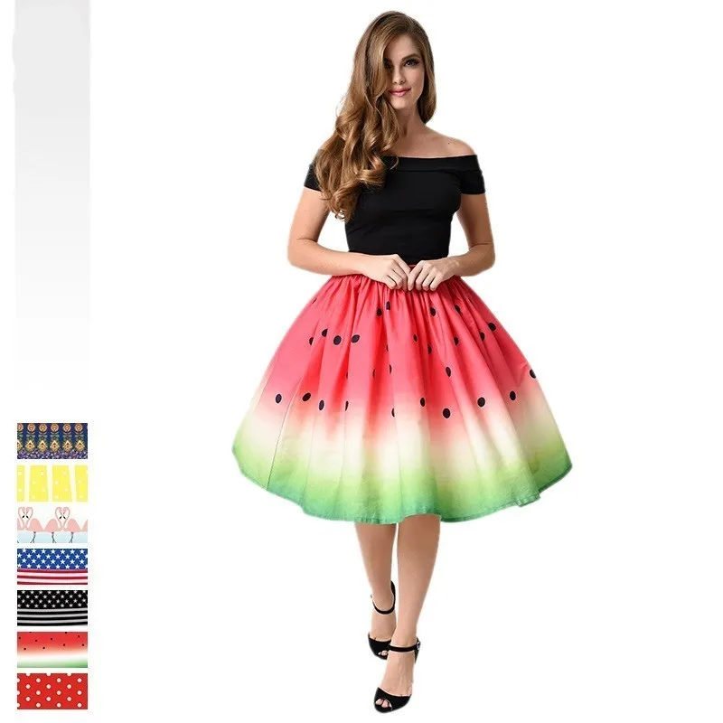 

Watermelon Printing Half-body Fashion Short Woman Ladies Casual Skirts