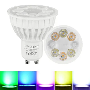 

CLAITE GU10 Dimmable 4W AC86-265V Mi Light 2.4G Wireless Wifi Controller Box LED Spot RGBWW Lightt Stylish Design Lamp Bulb