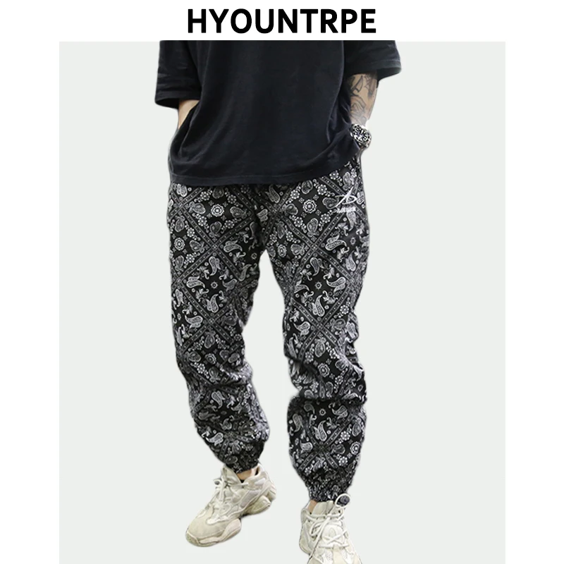 

Hip Hop Loose Fit Elastic Waist Pants Fashion Printed Ankle Pants Mens 2019 New Spring Summer Casual Sportwear Pants Joggers
