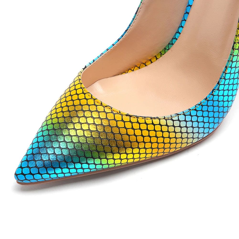 Women Snakeskin Thin High Heel Pointed Toe Party Wedding Stiletto Pumps
