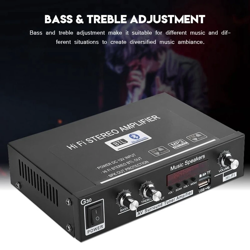 ЕС штекер G30 MP3 музыка двухканальный датчик USB/TF-карта/AUX Bluetooth Hi-Fi усилитель FM радио с пультом дистанционного управления