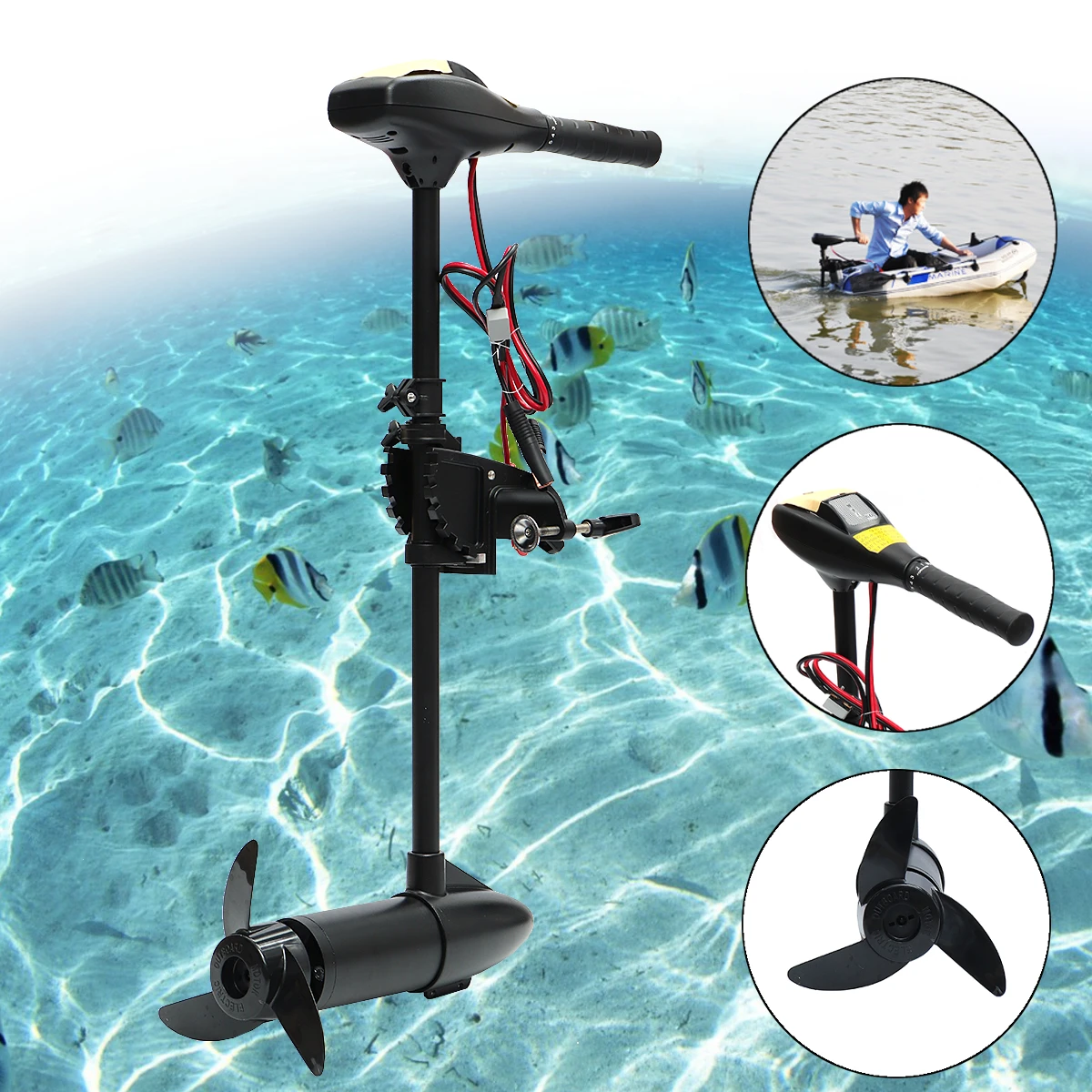 24 V DC 12 V 18/28/40/48/60/88LBS Trolling de Motor eléctrico inflable barco de motor fuera de borda - 6