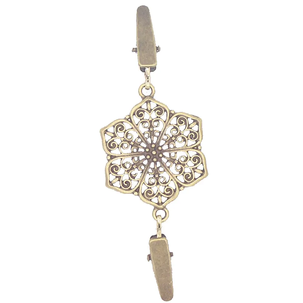 

Retro Metal Clip Ladies Sweater Top Shawl Shirt Collar Open Clip Buckle Clothes Decorative Alloy Hexagonal Plating