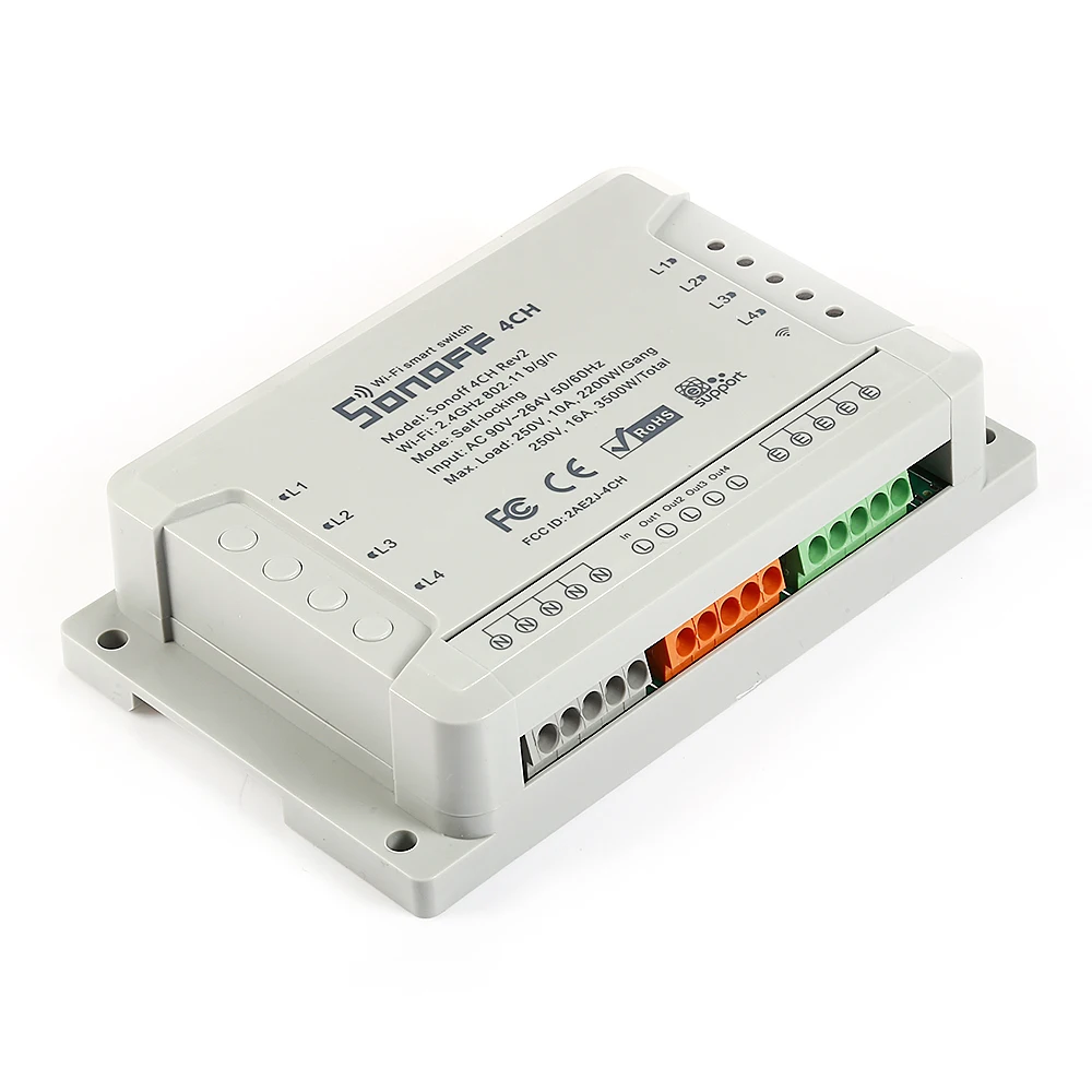 SONOFF 4CH Rev2 4 канала Беспроводной Wi Fi Smart Switch работать с Amazon Alexa и Google помощник