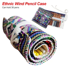 36 отверстий канцелярский пенал школьные принадлежности ручка рулон мультфильм холст сумка занавес пенал для карандашей