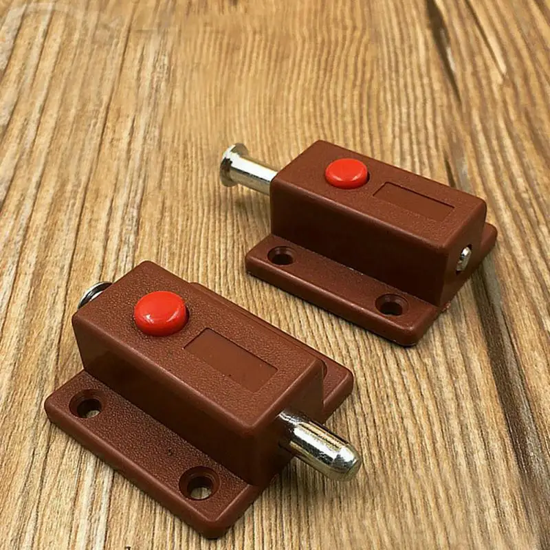

2Pcs/set Furniture Hardware Plastic Automatic Button Latch Door Exposed Spring Latch