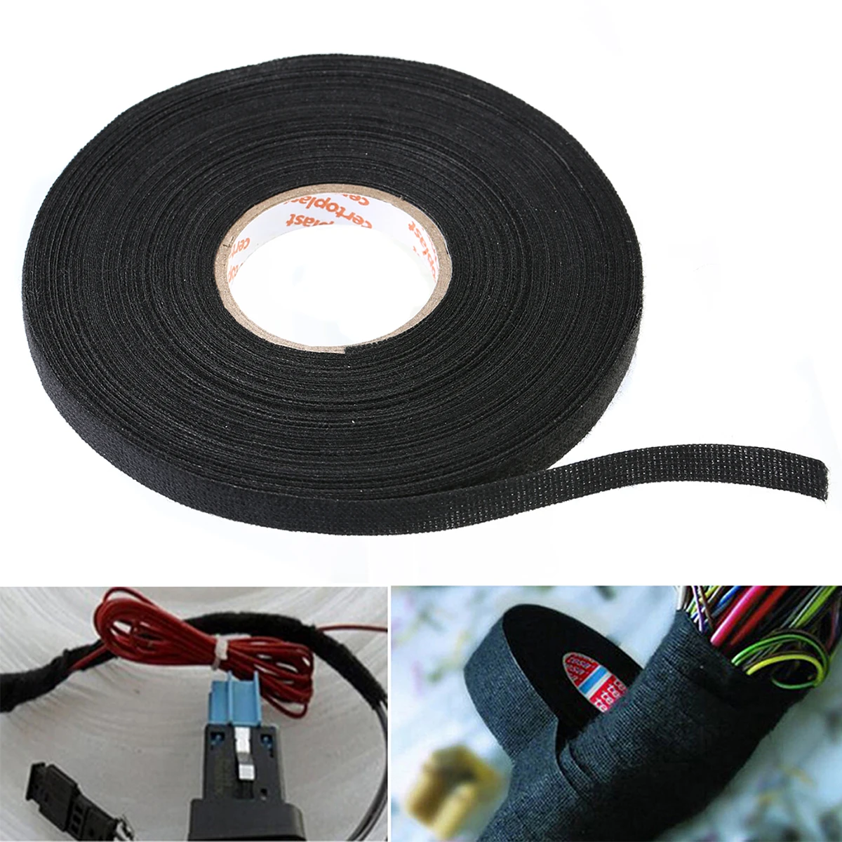 1pc Adhesive Cloth Fabric Tape Cable Black Looms Wiring Harness