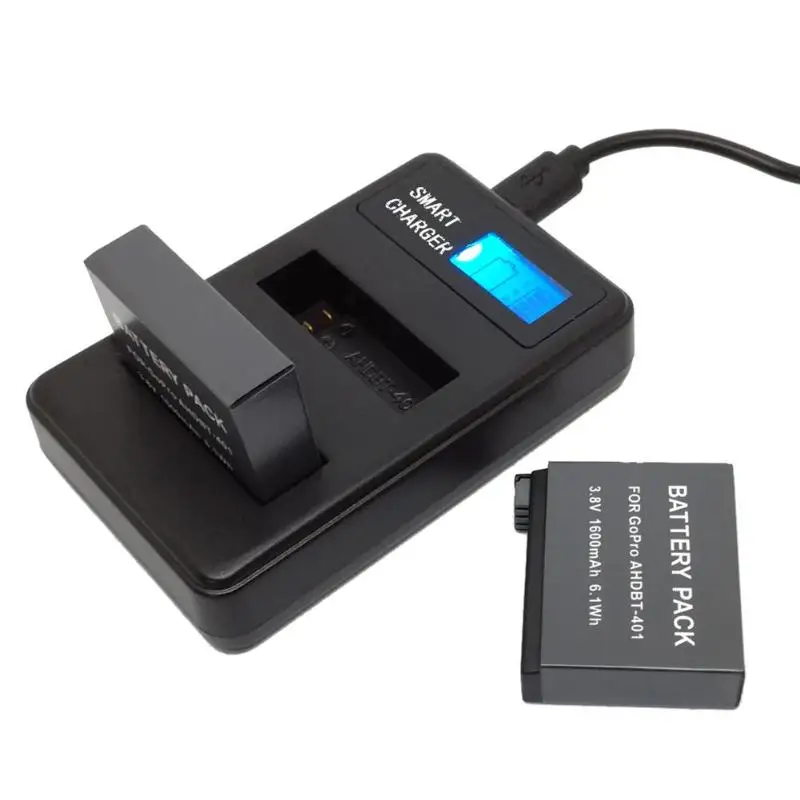 AHDBT 401 ЖК дисплей с двумя портами USB зарядное устройство для GoPro Hero 4 экшн камеры