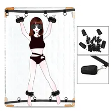 1PC Hand To Leg Tie Bondage Cuffs Ass Fetish Sex Bondage Bed Restraints Ribbon-shaped Plush Adult Sex Toys For Couples Woman