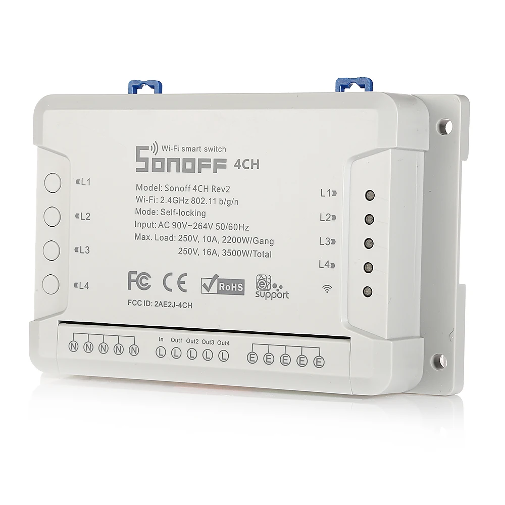 

SONOFF 4CH Rev2 4 Channel Wireless WiFi Smart Switch Independent Remote Control Automation Module Controller 220V For Smart Home