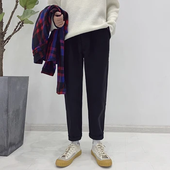 

2018 Men's Youth Winter Korean Japan-Style Solid Color Trend Fashion Straight Suit Discount Thickening Leisure Time Pants