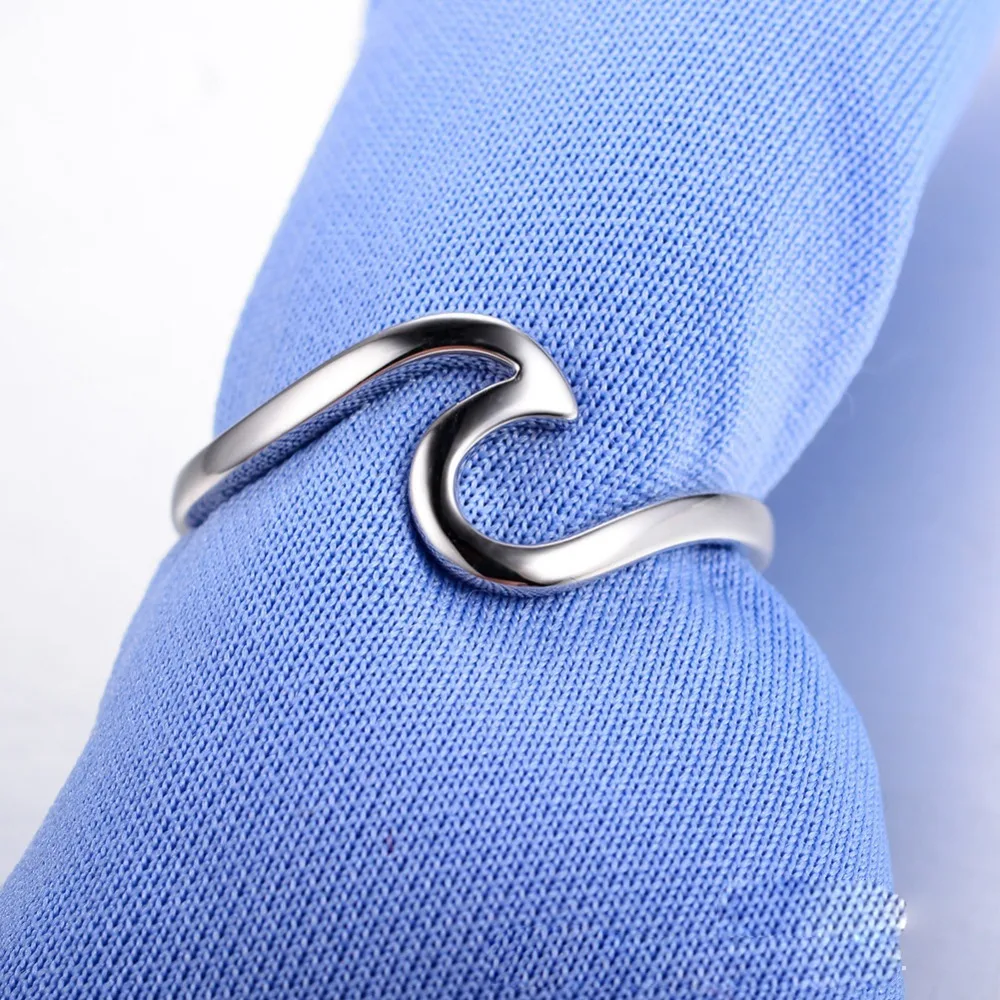 Silver Electroplate Wave Ring International Hair Simple Unisex Men's Fine Jewelry Wholesale Rings For Women