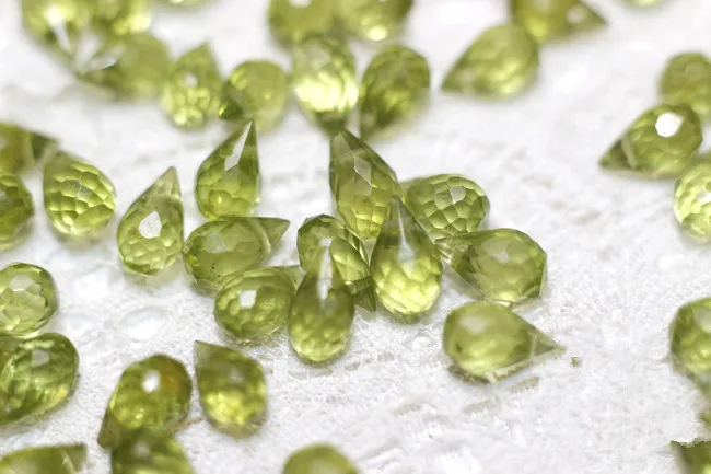 

10pcs loose beads green peridot drop faceted 6-7mm for DIY jewelry making FPPJ wholesale beads nature gem stone