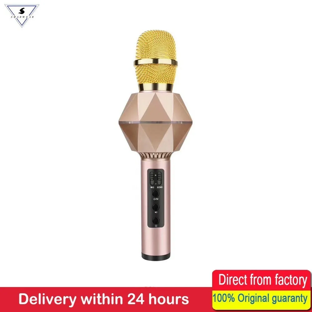 

Ssmarwear K7 Wireless Karaoke Microphone Home KTV Player Bluetooth Multi-function Microphone Diamond Style TF Card Music Playing